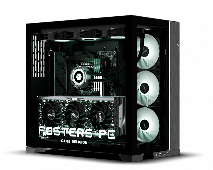 Компьютер Fosters PC в чёрном корпусе с панорамным стеклом